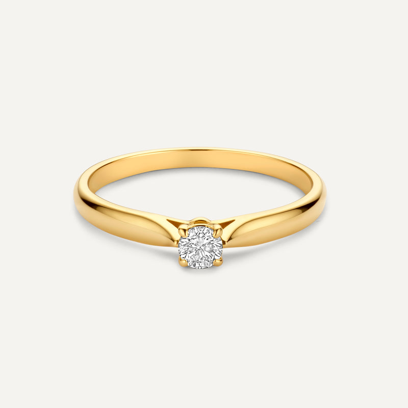 Four Prong Diamant Solitair Tapered Ring (0.15 ct)