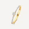 585er Gold mit Diamanten Four Prong Diamant Solitär Pavé Tapered Ring - 1