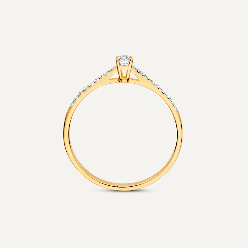 Four Prong Diamant Solitär Pavé Tapered Ring