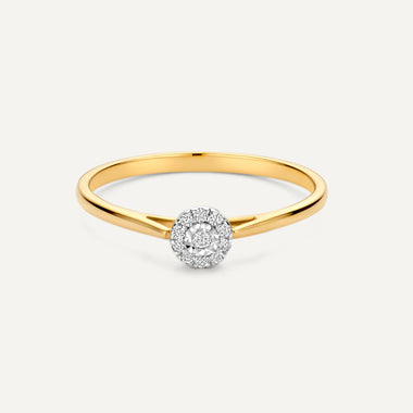 Or 14 Carats avec Diamants Bague Halo Diamant - 4