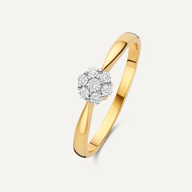 585er Gold mit Diamanten Diamant Cluster Tapered Ring - 1