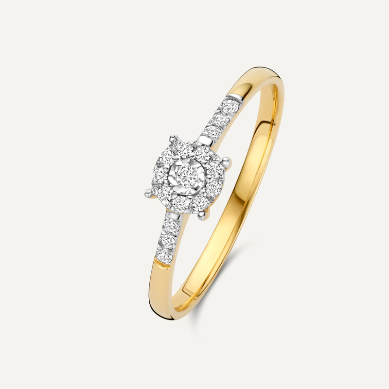 Pavé Four Prong Diamond Halo Ring