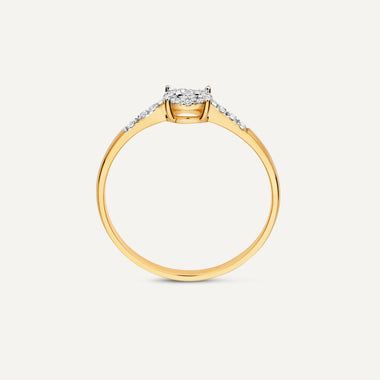 14 Karat Gold with Diamonds Pavé Four Prong Diamond Halo Ring - 6