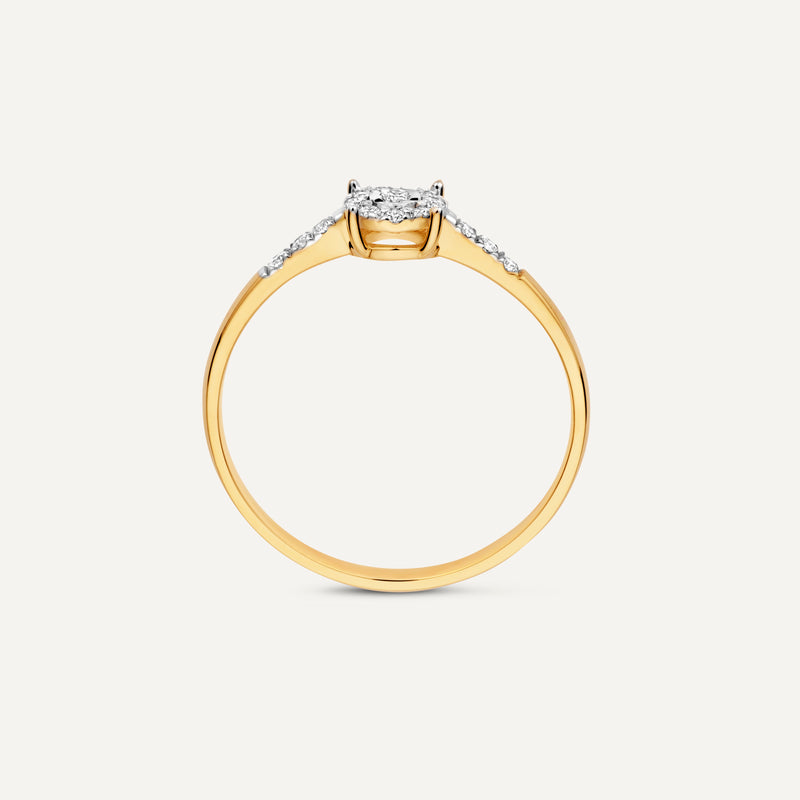 Pavé Four Prong Diamond Halo Ring