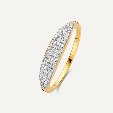 14 Karat Gold with Diamonds Pavé Diamond Signet Ring - 1