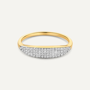 14 Karat Gold with Diamonds Pavé Diamond Signet Ring - 4