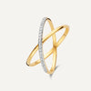 14 Karat Gold with Diamonds Diamond X Ring - 1