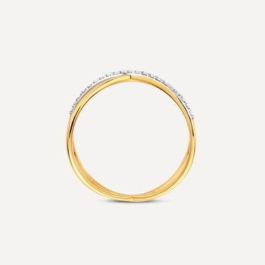 14 Karat Gold with Diamonds Diamond X Ring - 5