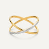 14 Karat Gold with Diamonds Diamond X Ring - 4