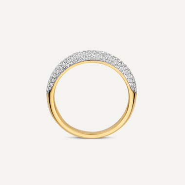 14 Karaat Goud met Diamanten Pavé Diamant Dome Ring - 7