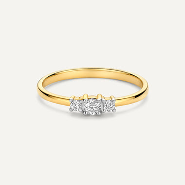 Or 14 Carats avec Diamants Bague Trilogy Diamant (0.15 ct) - 5