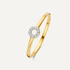 Or 14 Carats avec Diamants Bague Halo Ouverte Diamant - 1