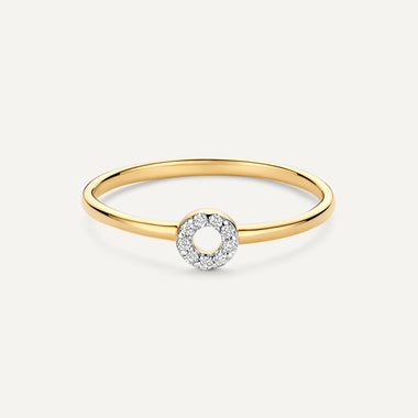 Or 14 Carats avec Diamants Bague Halo Ouverte Diamant - 4