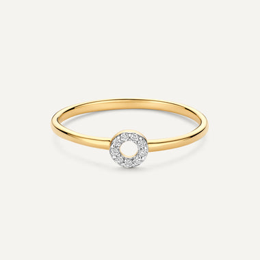 Or 14 Carats avec Diamants Bague Halo Ouverte Diamant (0.06 ct) - 5