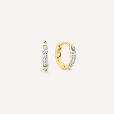 14 Karat Gold with Diamonds Pavé Diamond Mini Huggie Hoops (8mm) (0.05 ct) - 1