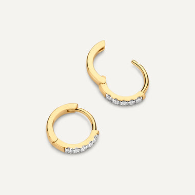 14 Karat Gold with Diamonds Pavé Diamond Mini Huggie Hoops (8mm) (0.05 ct) - 5