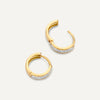 14 Karat Gold Pavé Diamant Brede Huggie Hoops (12mm) - 4