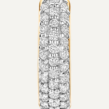 14 Karat Gold with Diamonds Pavé Diamond Curved Huggie Hoops (12mm) (0.22 ct) - 7