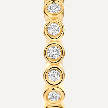 14 Karat Gold with Diamonds Bezel Set Diamond Small Hoops (15mm) (0.15 ct) - 7