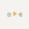 Or 14 Carats avec Diamants Clous d'Oreilles Cluster Diamant Six Prong - 1