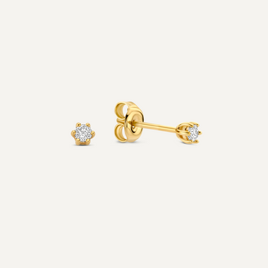 14 Karat Gold with Diamond Six Prong Diamond Studs (0.10 ct) - 1