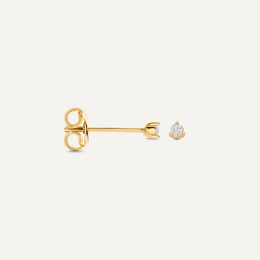 14 Karat Gold with Diamond Three Prong Diamond Studs - 4