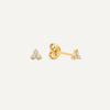 14 Karat Gold Mini Diamant Lotus Oorknopjes - 1