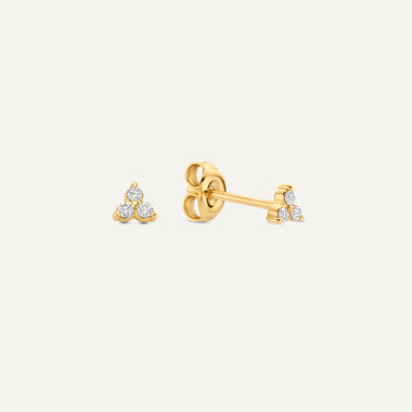 14 Karat Gold Mini Diamant Lotus Oorknopjes - 1