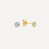 Or 14 Carats avec Diamants Clous d'Oreilles Halo Diamant - 1