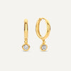 14 Karat Gold Bezel Set Diamant Bedel Hoop Oorbellen - 1