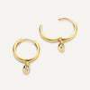 14 Karat Gold Bezel Set Diamant Bedel Hoop Oorbellen - 4