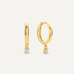 Four Prong Diamond Charm Hoop Earrings (0.10 ct)