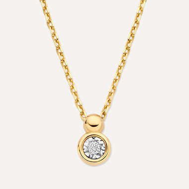 14 Karat Gold with Diamond Bezel Set Diamond Linked Pendant Necklace (0.02 ct) - 6