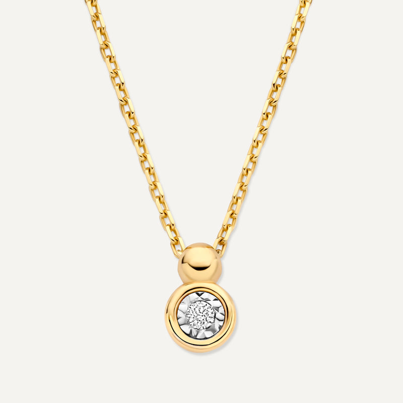 Bezel Set Diamond Linked Pendant Necklace (0.02 ct)