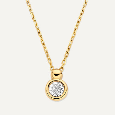 585er Gold mit Diamant Bezel Set Diamant Linked Anhänger Halskette (0.03 kt) - 6