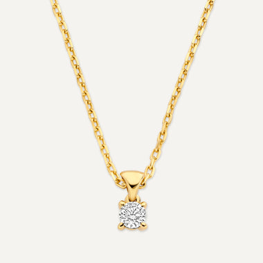 585er Gold mit Diamant Four Prong Diamant Linked Anhänger Halskette (0.07 kt) - 6