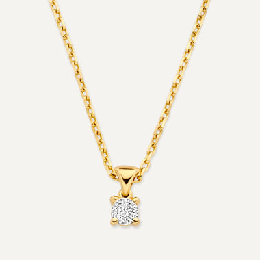 585er Gold mit Diamant Four Prong Diamant Linked Anhänger Halskette (0.08 kt) - 6