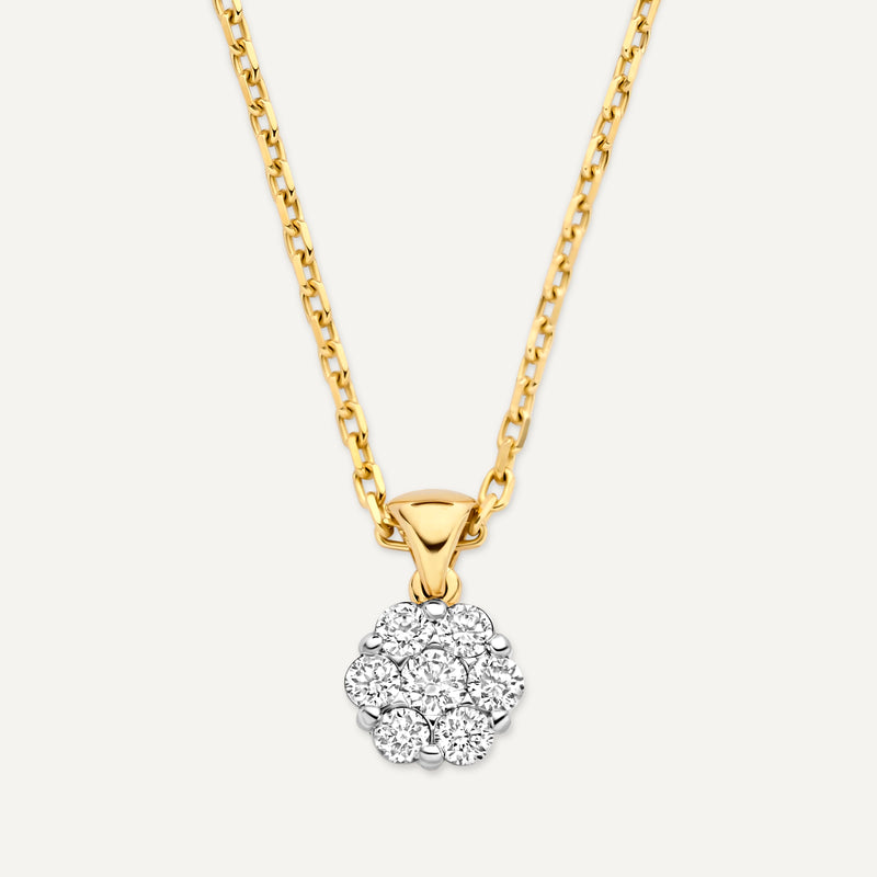 Diamond Cluster Linked Pendant Necklace