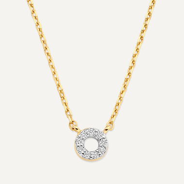 Or 14 Carats avec Diamants Collier Halo Ouvert Diamant - 5