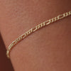 14 Karat Gold Slim Figaro Chain Bracelet - 4