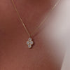 14 Karat Gold Cubic Zirconia Flower Pendant Necklace - 4