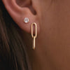 14 Karat Gold Double Paperclip Zirconia Earrings Set - 4