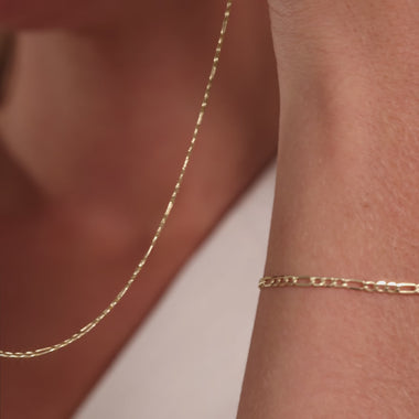 14 Karat Gold Figaro Chain Bracelet - 4